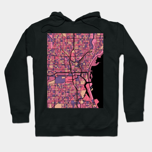 Milwaukee Map Pattern in Purple & Pink Hoodie by PatternMaps